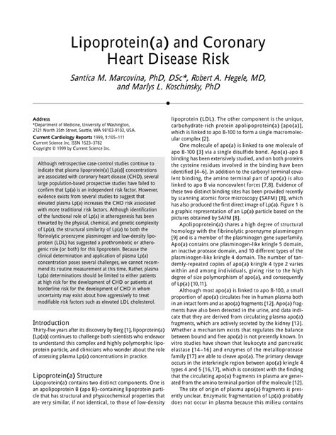 (PDF) Lipoprotein(a) and coronary heart disease risk