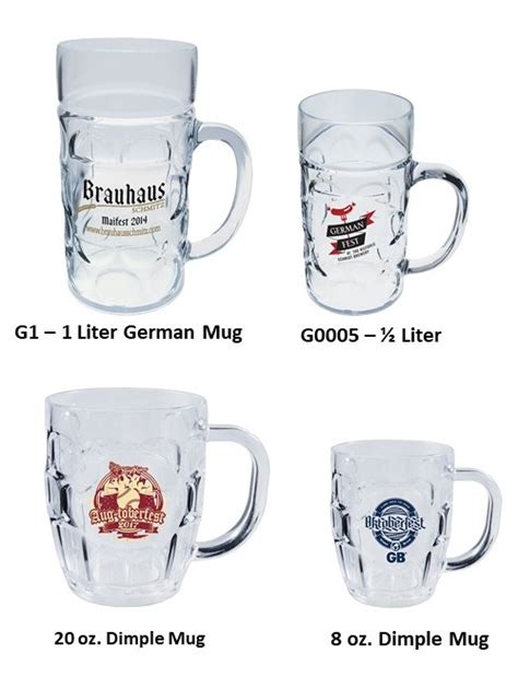 Half and 1 Liter German Beer Mugs: Plastic German Style Beer Mugs with ...