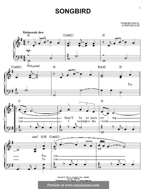 Songbird (Fleetwood Mac) by C. McVie - sheet music on MusicaNeo