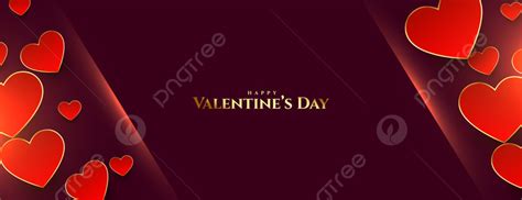 Happy Valentines Day Banner With Golden Hearts Template Download on Pngtree