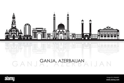 Silhouette Skyline panorama of city of Ganja, Azerbaijan - vector ...