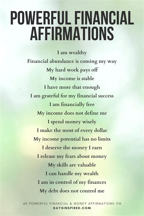 40 Powerful Financial Affirmations to Help You Reach your Money Goals - Days Inspired | Money ...