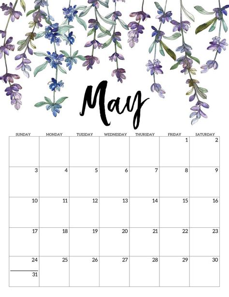 May 2020 Free Printable Calendar - Floral. Watercolor flower design ...