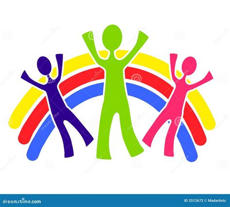 Family Group with Rainbow stock illustration. Illustration of color - 3312672