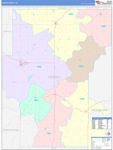 Hughes County, OK Wall Map Color Cast Style by MarketMAPS - MapSales.com