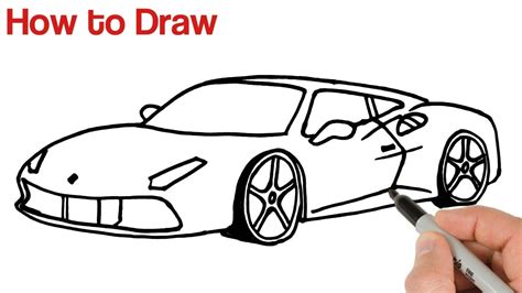 How to Draw a Sports Car Ferrari - YouTube