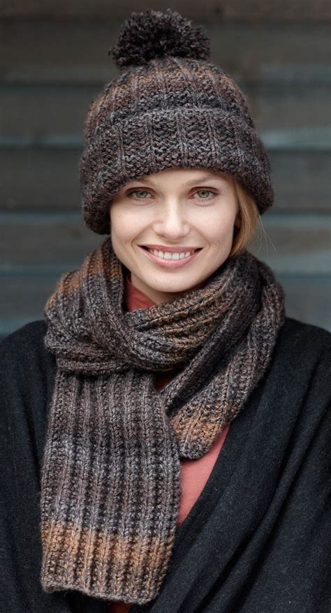 Rustic Ribbed Hat and Scarf Pattern (Knit) - Version 10 | Scarf ...