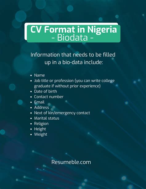 CV Format in Nigeria: Resumeble's Expert Writing Tips