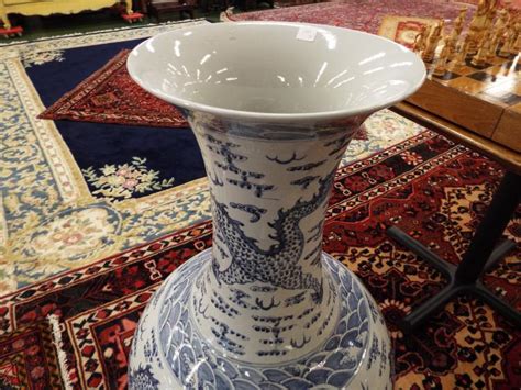 Sold Price: Pr Tall Blue & White Palace Urns 41"h - March 6, 0116 11:00 ...