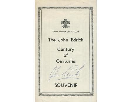 JOHN EDRICH CENTURY OF CENTURIES (SURREY) 1977 SOUVENIR - Cricket Menus & Cards: Sportspages.com