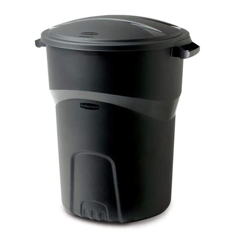 Rubbermaid Roughneck 32 Gal. Black Round Trash Can with Lid (3-Pack ...