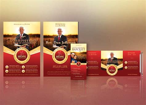 Pastor Anniversary Template Kit - Flyer, Program, Ticket, Banner | Inspiks