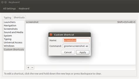 Ubuntu Shortcut for Partial Screenshot to Clipboard