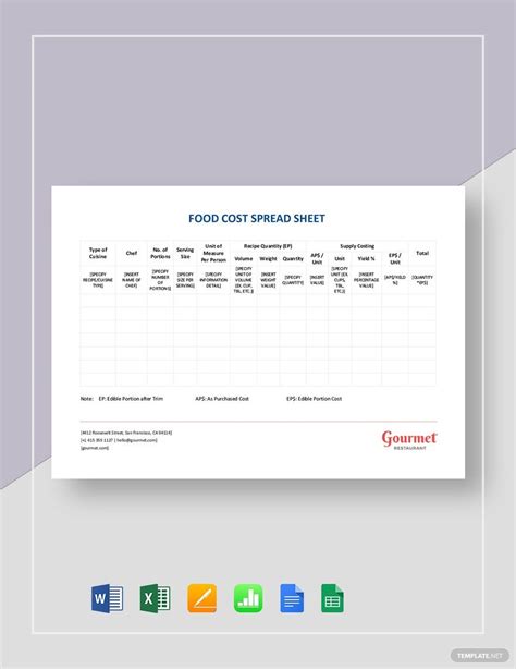 Restaurant Food Cost Spreadsheet Template - Download in Word, Google ...