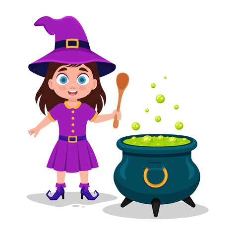 Witch brews a potion, vector illustration 24350197 Vector Art at Vecteezy