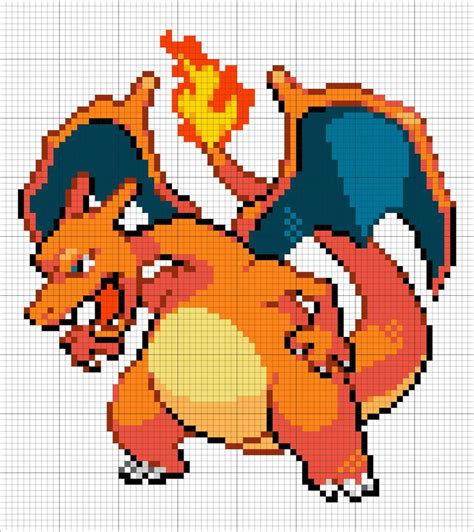 #6 Charizard | Punto de cruz de pokemon, Dibujos en cuadricula, Cosas de pokemon