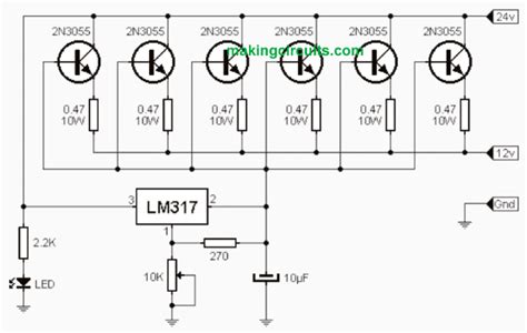 High Current LM317 Variable Power Supply Circuit