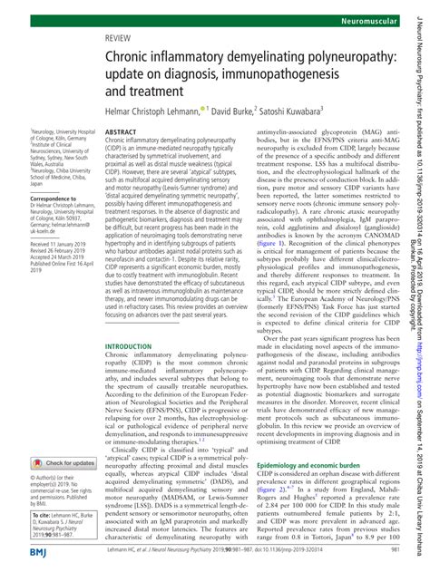 (PDF) Chronic inflammatory demyelinating polyneuropathy: Update on ...