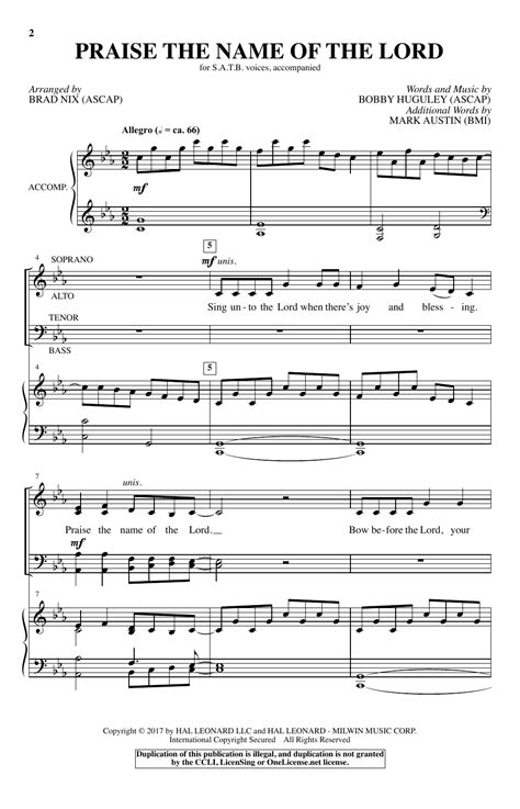 Praise The Name Of The Lord Sheet Music | Brad Nix | SATB Choir