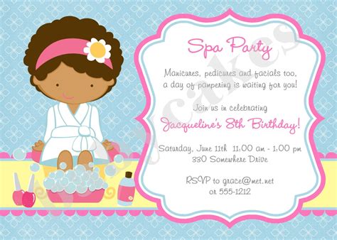 Spa Party Invitation Spa Birthday Party Invitation invite Spa