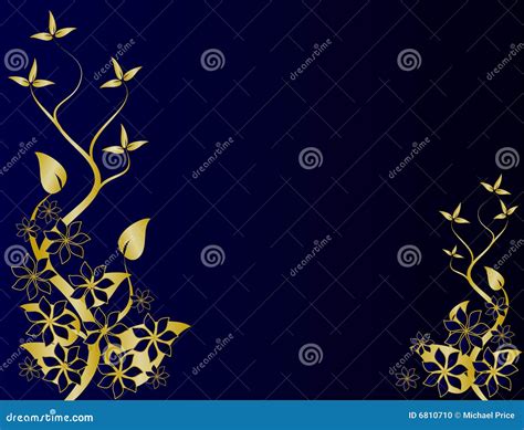 Gold & Blue Floral Background Stock Vector - Illustration of clip ...