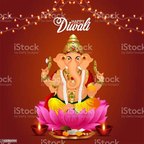 Vector Illustration Of Lord Ganesha For Happy Diwali Background Stock ...