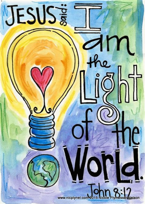 John 8:12 Jesus Light of the World Illustrated Watercolor