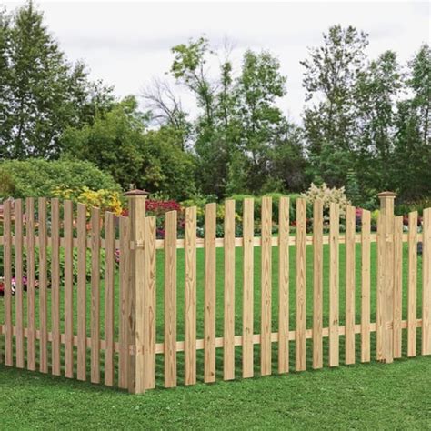 4-ft H x 8-ft W Pressure Treated Spruce Pine Fir Scallop Fence Panel in the Wood Fence Panels ...