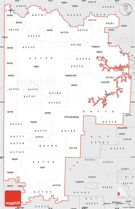 Silver Style Simple Map of ZIP Codes Starting with 647