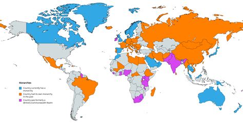 A map of monarchies throughout the world : r/MapPorn