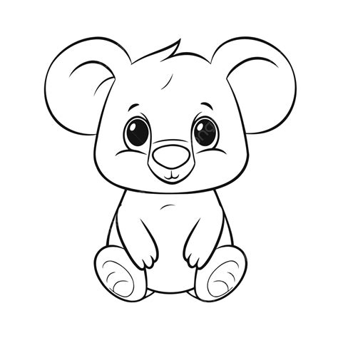 This Cartoon Baby Koala Coloring Page Outline Sketch Drawing Vector, Koala Bear Drawing, Koala ...
