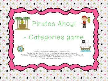 Pirates Ahoy - Categories Game by Speech Ace | Teachers Pay Teachers