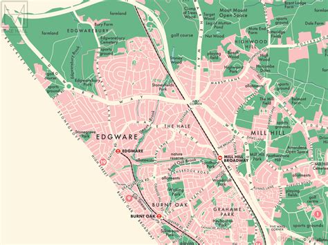 Barnet (London borough) retro map giclee print – Mike Hall Maps & illustration