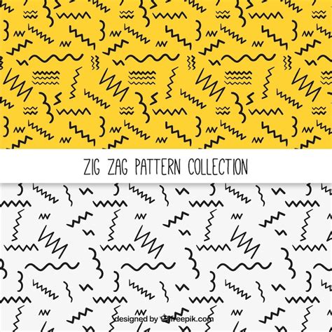 Patterns of hand-drawn zig-zag lines Vector | Free Download