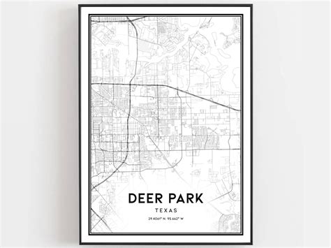 Deer Park Map Print Deer Park Map Poster Wall Art Tx City | Etsy