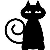 Cat,Black cat,Small to medium-sized cats,Cartoon,Clip art,Line art,Felidae,Whiskers,Black-and ...