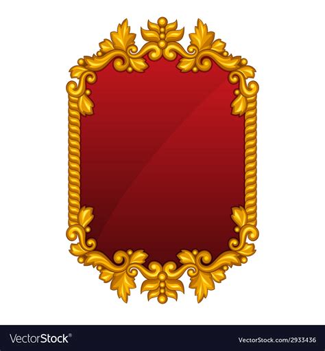 Baroque ornamental antique gold frame on white Vector Image