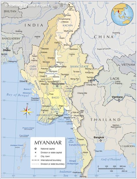 Administrative Map of Myanmar - Nations Online Project