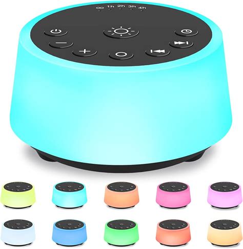 Color Noise Sound Machines with 10 Colors Night Light 25 Soothing Sounds and Sleep White Noise ...