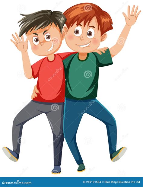 Best Friends Boys Cartoon Character Stock Vector - Illustration of design, vector: 249101584