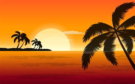 Palm Tree Sunset Drawing at PaintingValley.com | Explore collection of ...