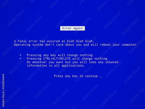 Fake funny Blue Screen of Death - BSOD. Error message during system ...