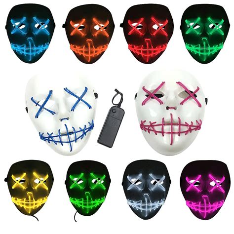 Hot Halloween Mask Funny LED Light Up Party Masks The Purge Election Year Great Festival Cosplay ...