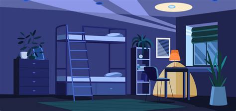 Cartoon student dormitory room interior Royalty Free Vector