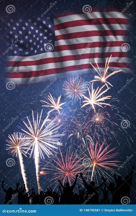 Fireworks on Independence Day of America Stock Image - Image of family ...