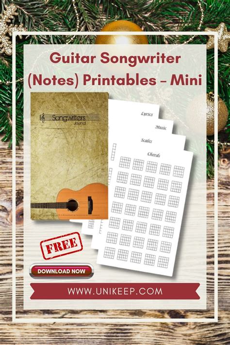 Guitar Songwriter (Notes) Printables - Mini - UniKeep.com | Songwriting ...