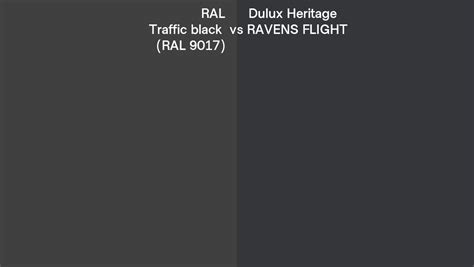 RAL Traffic black (RAL 9017) vs Dulux Heritage RAVENS FLIGHT side by side comparison