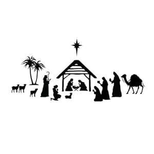 Nativity Scene Silhouette - Black - Vinyl Wall Art Decal for Homes ...