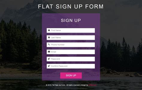 Flat Sign Up Form Responsive Widget Template