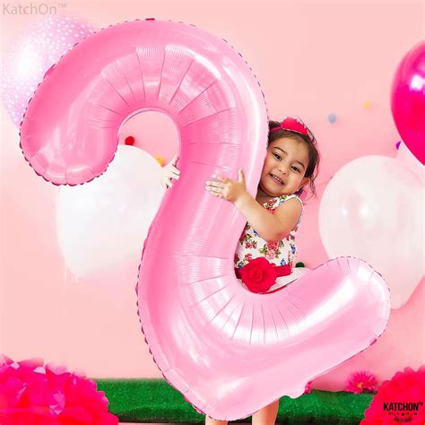 Buy Giant, Pink Number 2 Balloon - 40 Inch, Two Balloon | Light Pink 2 Balloon Number | 2nd ...